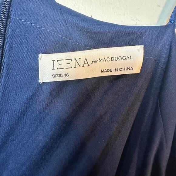 NWOT IEENA for Mac Duggal BOW ONE SHOULDER NAVY BLUE A-LINE FORMAL GOWN SZ 16 - Picture 5 of 12